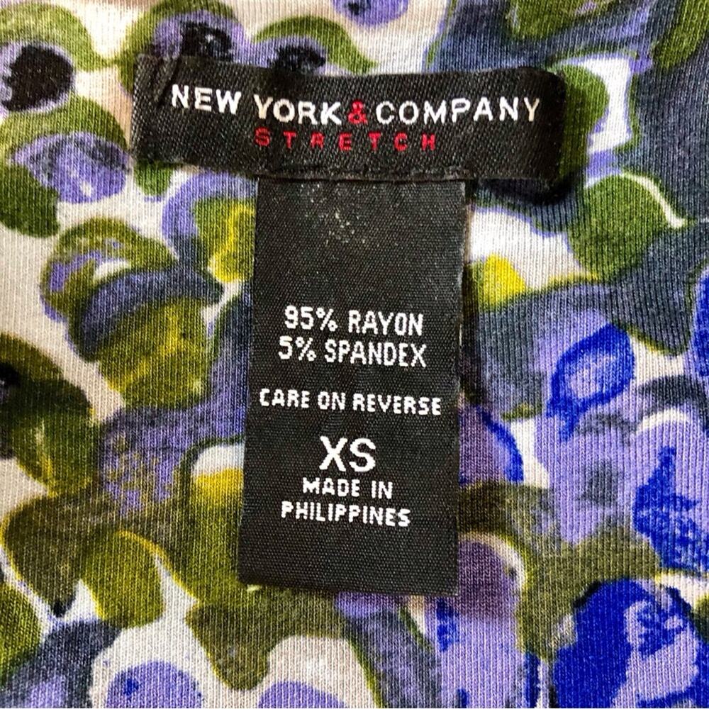 New York & Company Blue Green Fit & Flare Dress Figure Flattering Stretch Knit - Picture 9 of 16